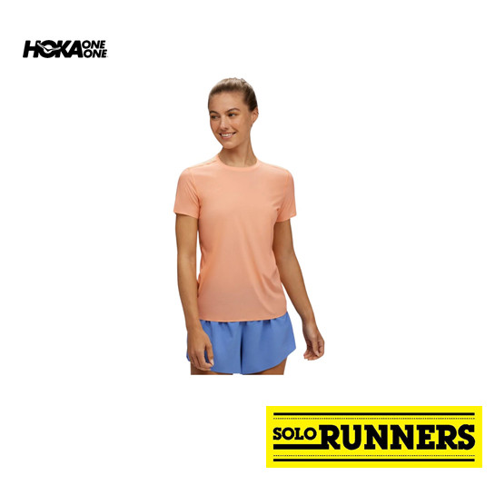 Camiseta Hoka Airolite Manga Corta Naranja Mujer